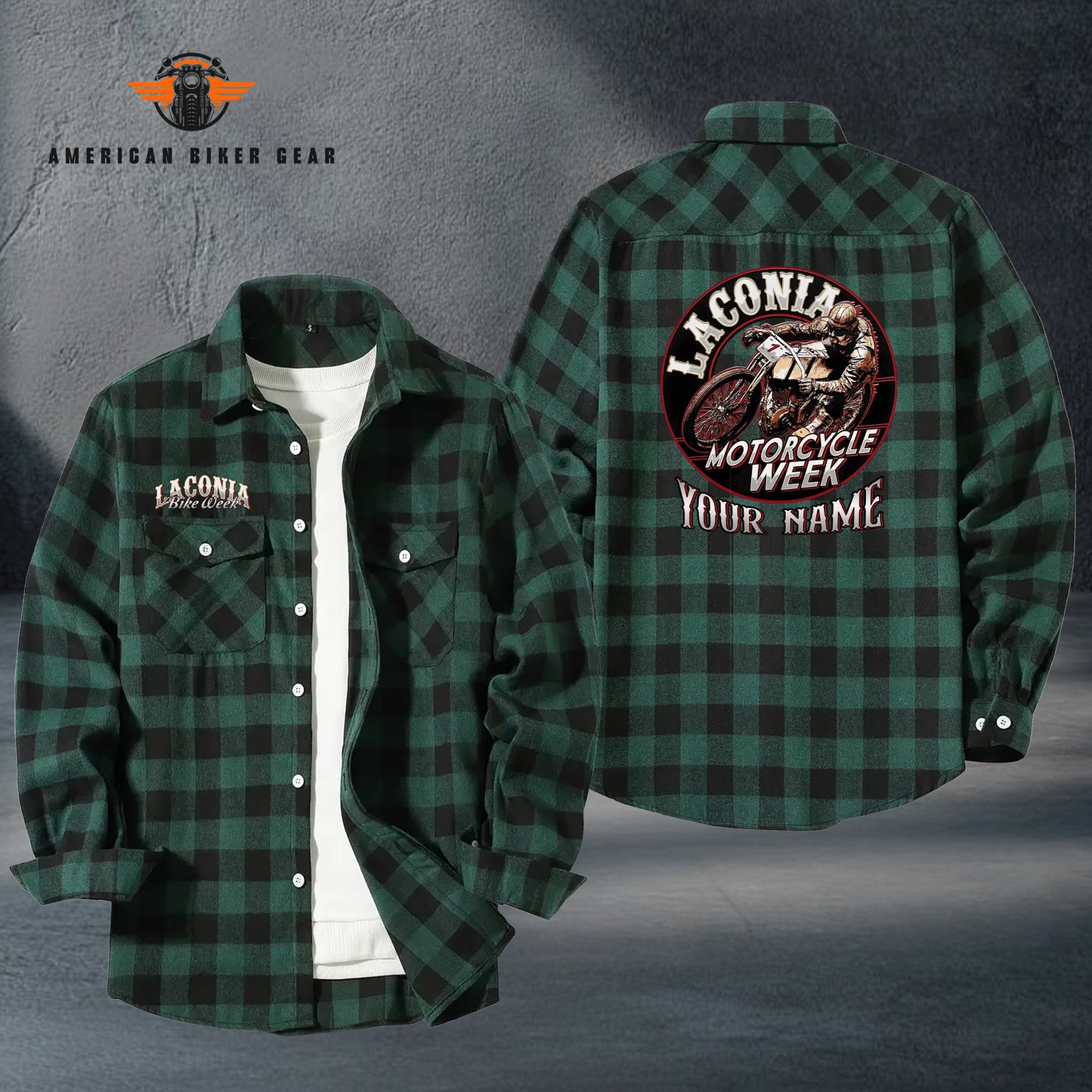 2026 Laconia Biker Personalized Casual Flannel Long Sleeve Shirt TN13