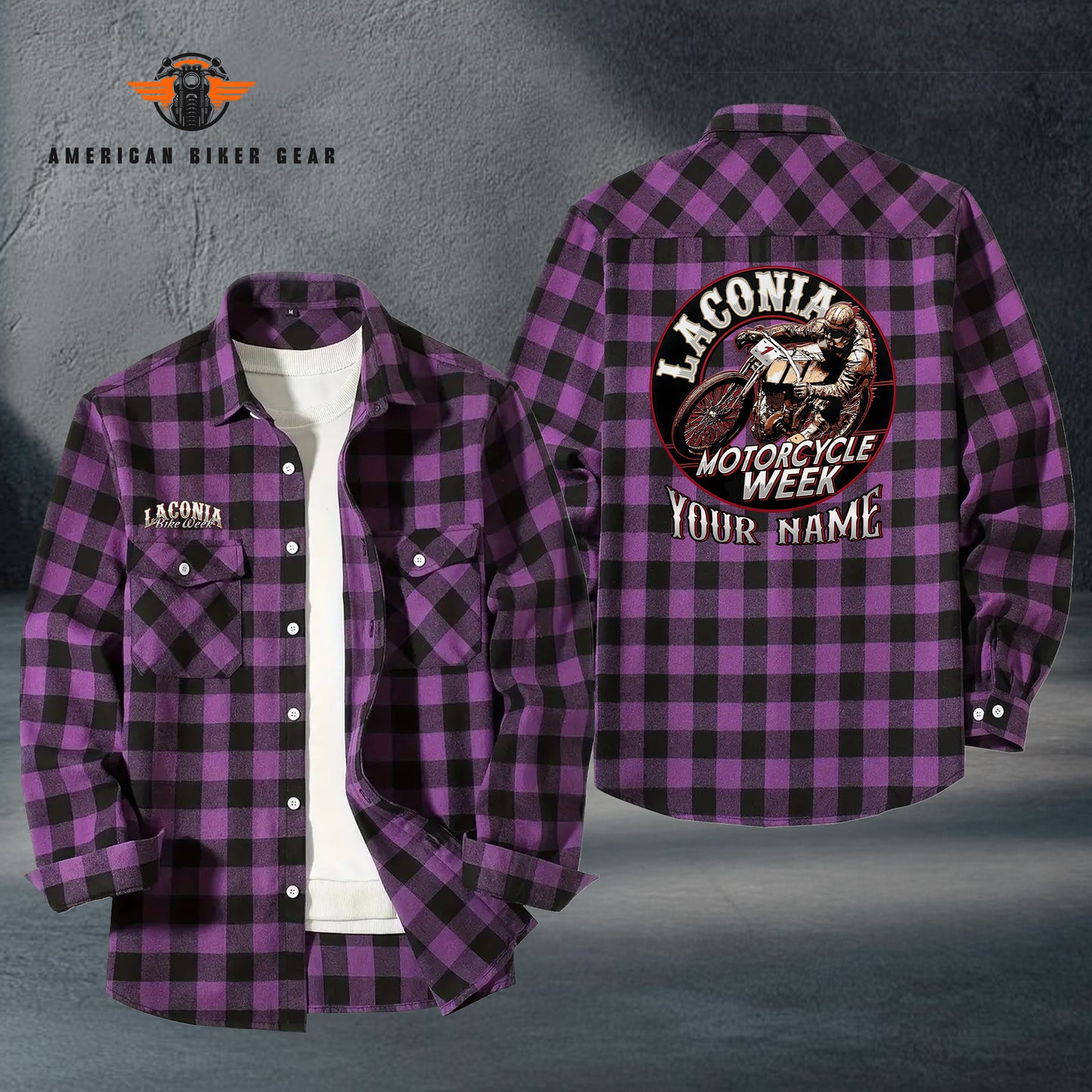 2026 Laconia Biker Personalized Casual Flannel Long Sleeve Shirt TN13