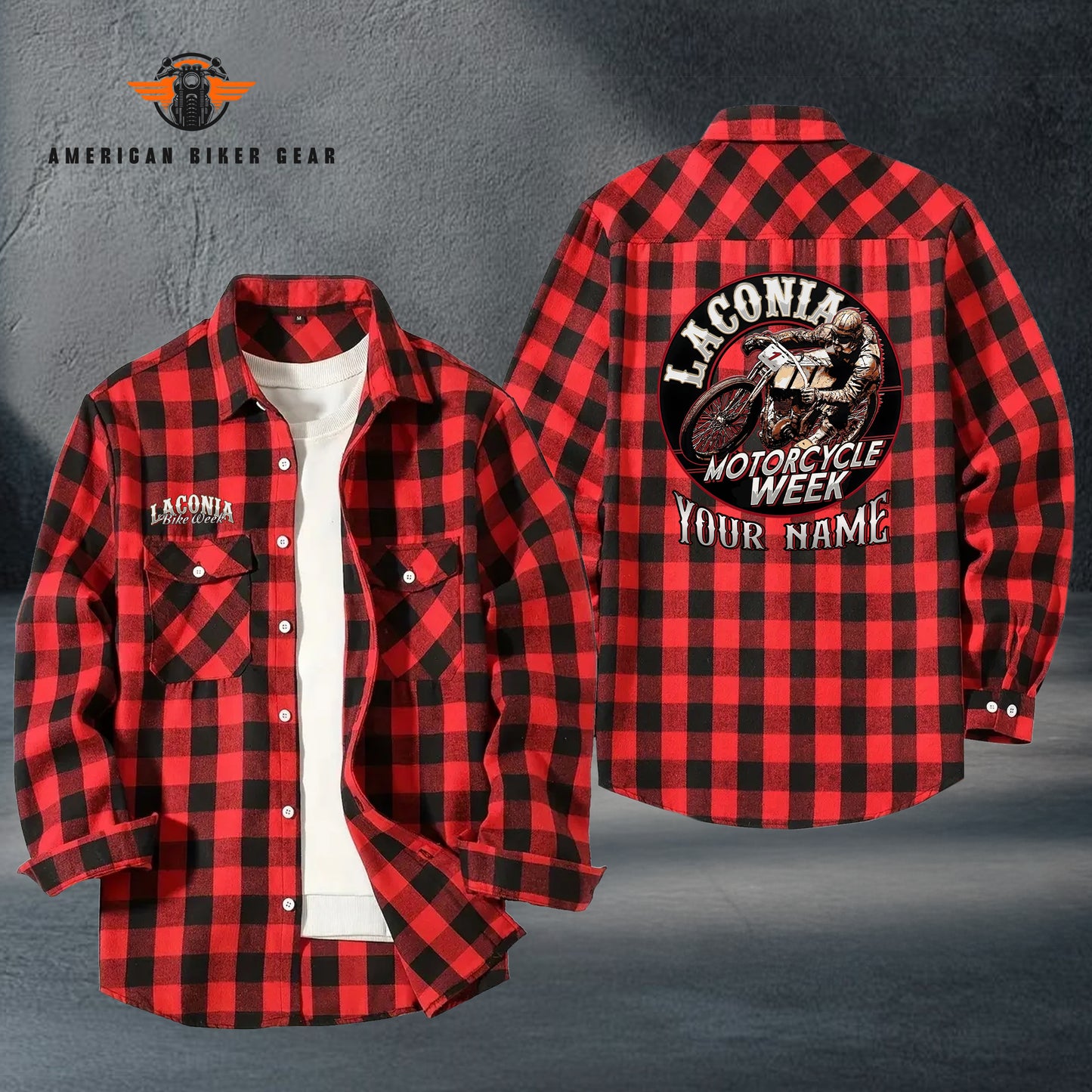 2026 Laconia Biker Personalized Casual Flannel Long Sleeve Shirt TN13