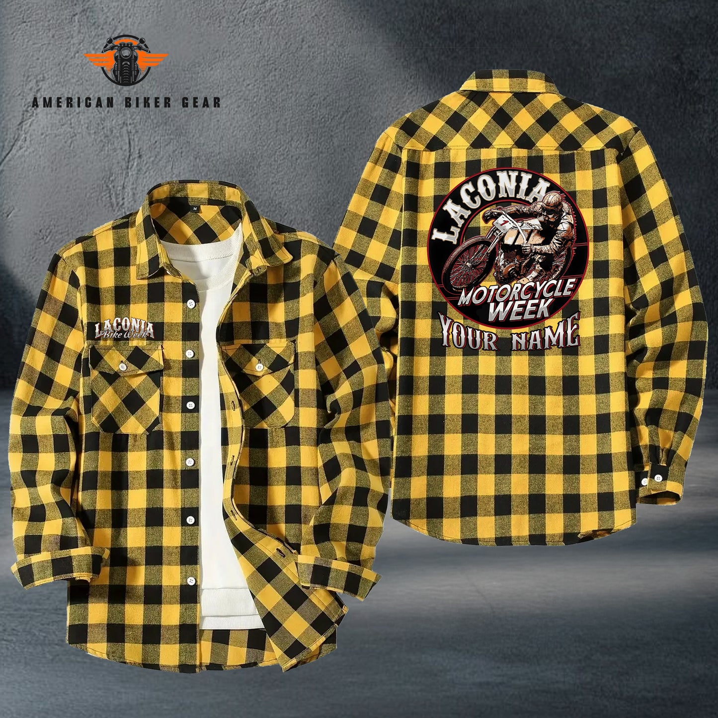 2026 Laconia Biker Personalized Casual Flannel Long Sleeve Shirt TN13