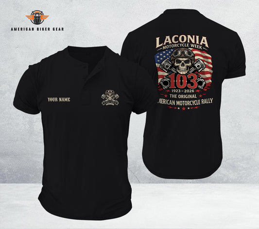 Laconia Biker Personalized Henley Shirt TN25