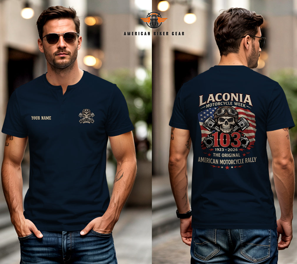 Laconia Biker Personalized Henley Shirt TN25