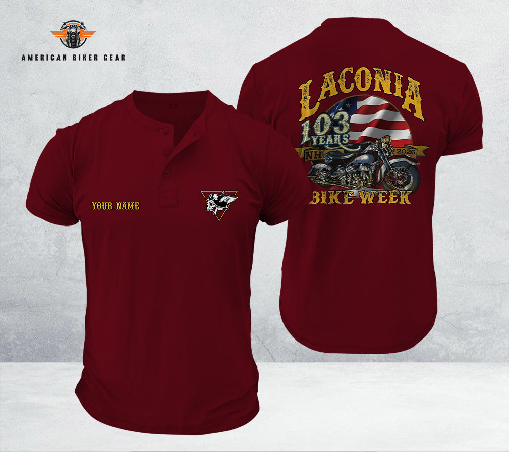 Laconia Biker Personalized Henley Shirt TN28