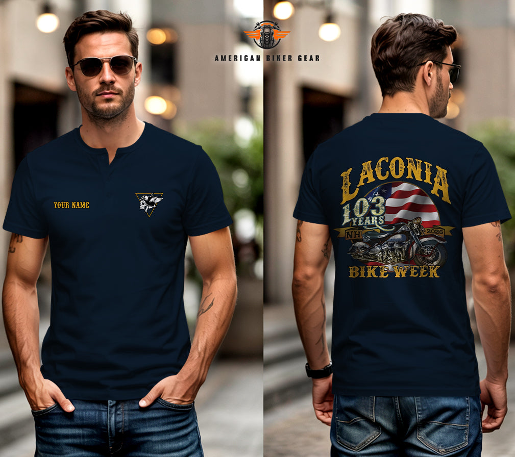 Laconia Biker Personalized Henley Shirt TN28
