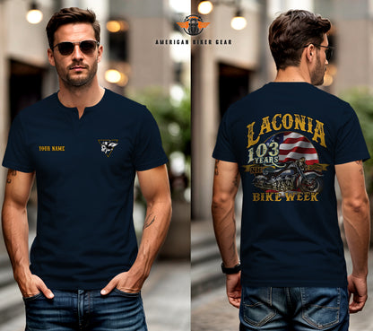 Laconia Biker Personalized Henley Shirt TN28