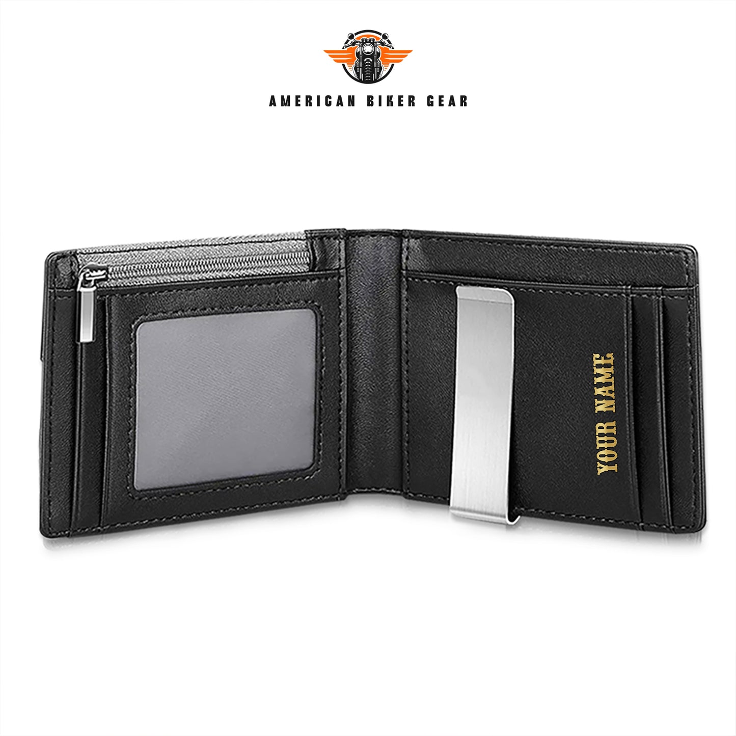 Biker Personalized Leather Money Clip Slim Wallet TN01