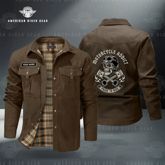 Vintage Skull & Pistons Personalized Men's Jackets Flannel Lined TN13