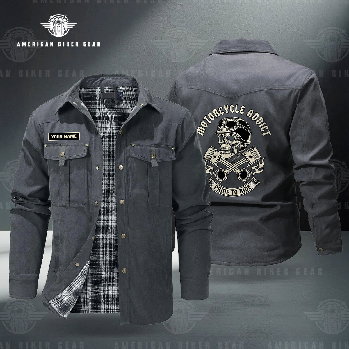 Vintage Skull & Pistons Personalized Men's Jackets Flannel Lined TN13