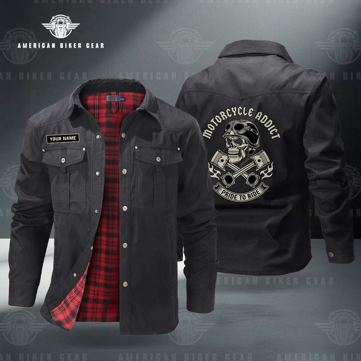 Vintage Skull & Pistons Personalized Men's Jackets Flannel Lined TN13