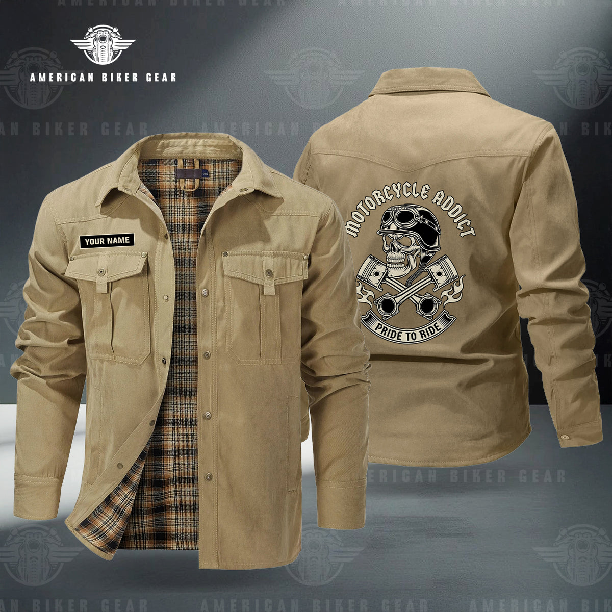 Vintage Skull & Pistons Personalized Men's Jackets Flannel Lined TN13