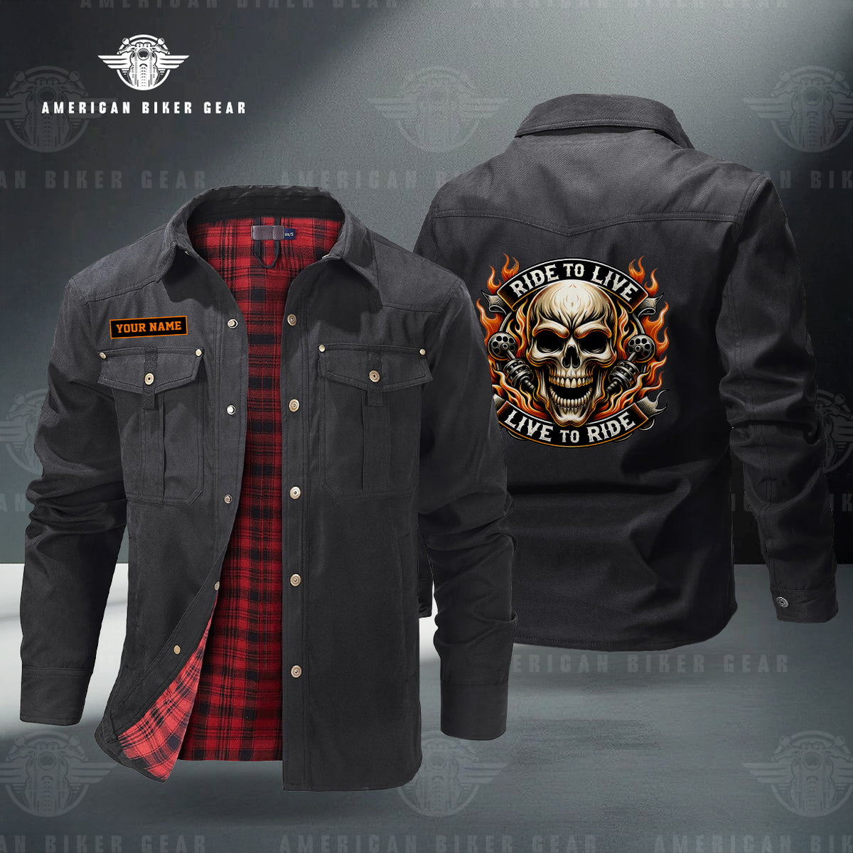Skull Biker Personalized Men's Jackets Flannel Lined TN14