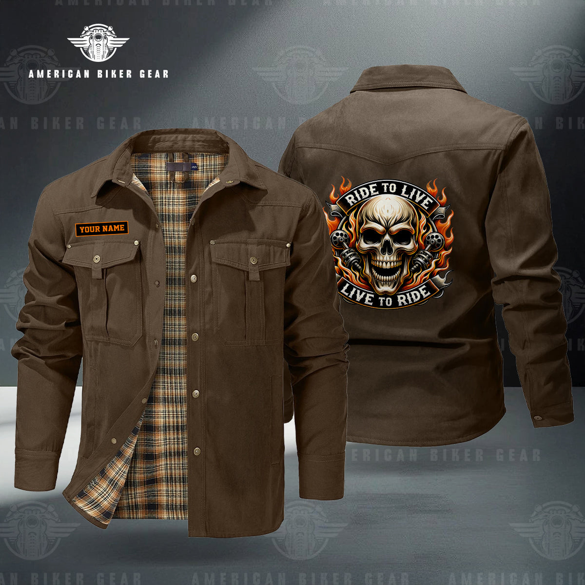 Skull Biker Personalized Men's Jackets Flannel Lined TN14