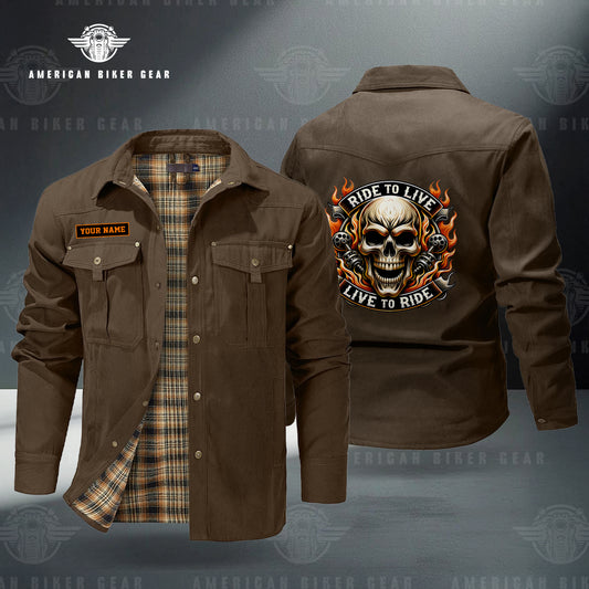 Skull Biker Personalized Men's Jackets Flannel Lined TN14