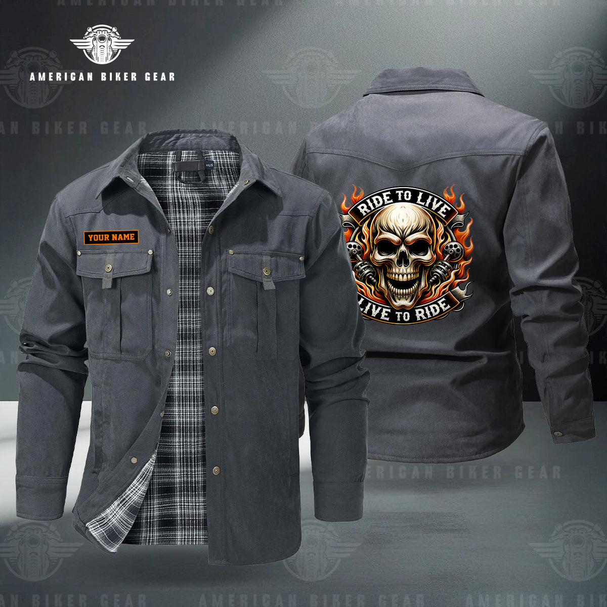 Skull Biker Personalized Men's Jackets Flannel Lined TN14