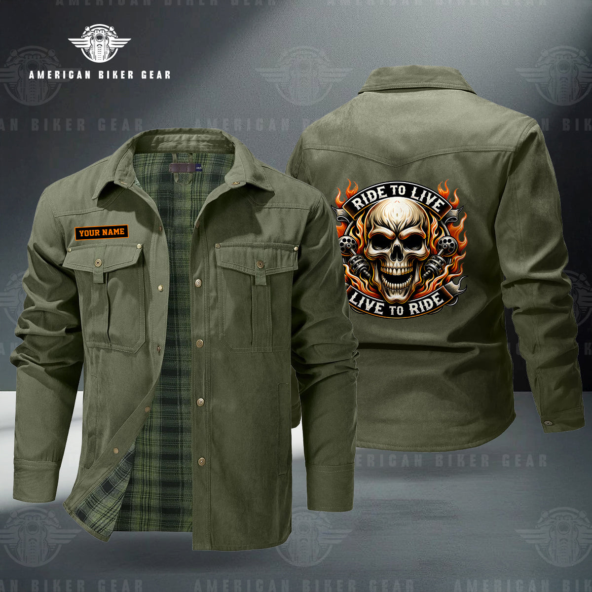 Skull Biker Personalized Men's Jackets Flannel Lined TN14
