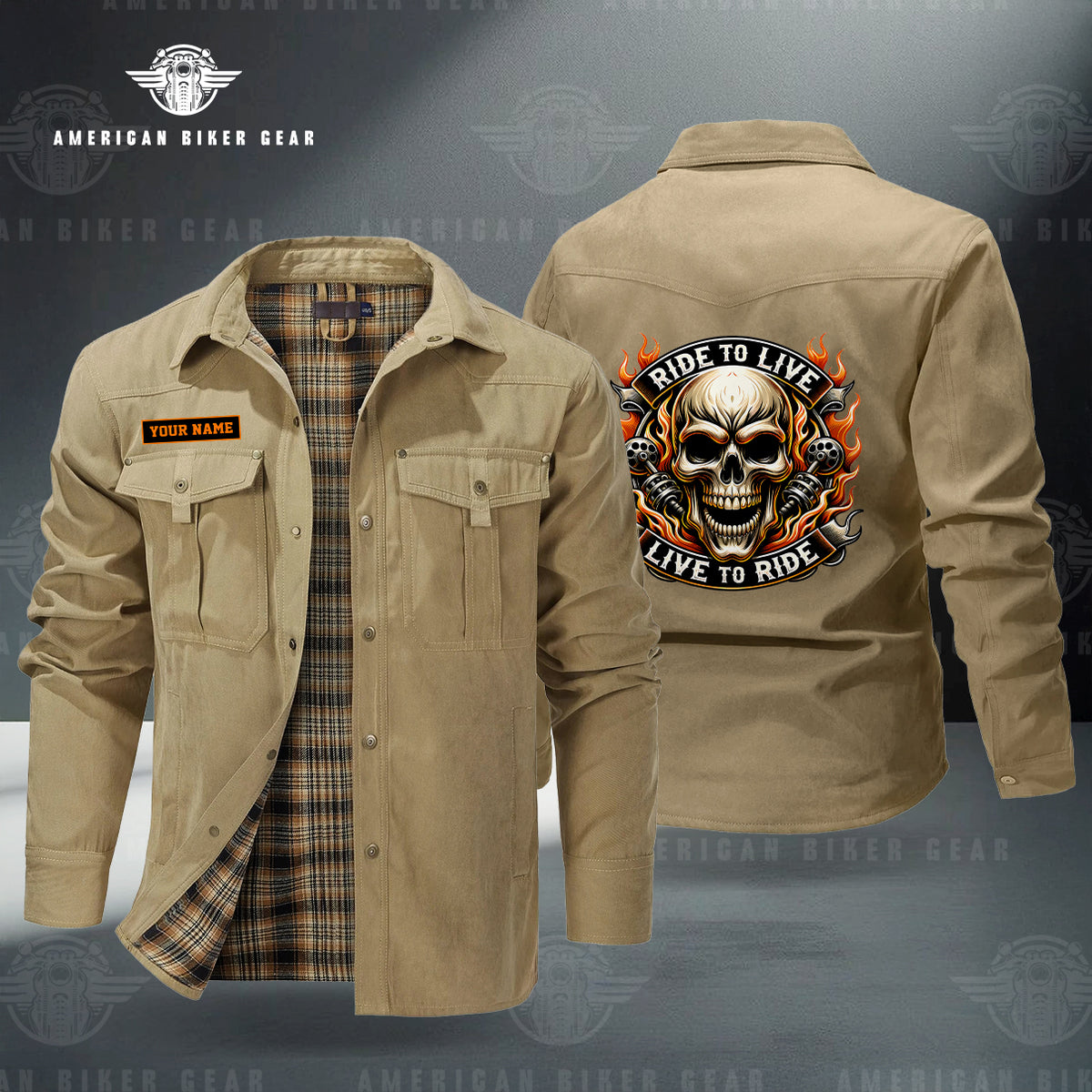 Skull Biker Personalized Men's Jackets Flannel Lined TN14