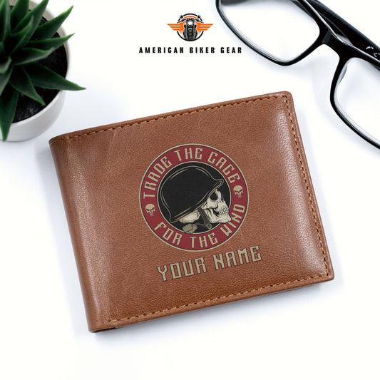 Biker Personalized Men’s Leather Bifold Wallet TN01