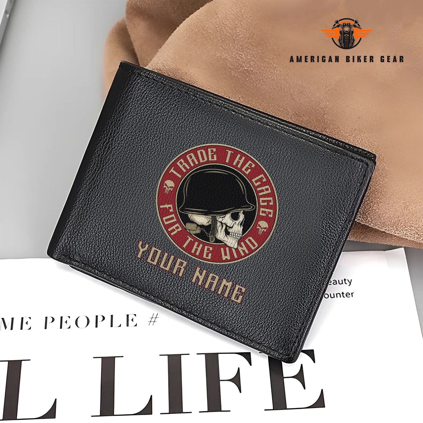 Biker Personalized Men’s Leather Bifold Wallet TN01