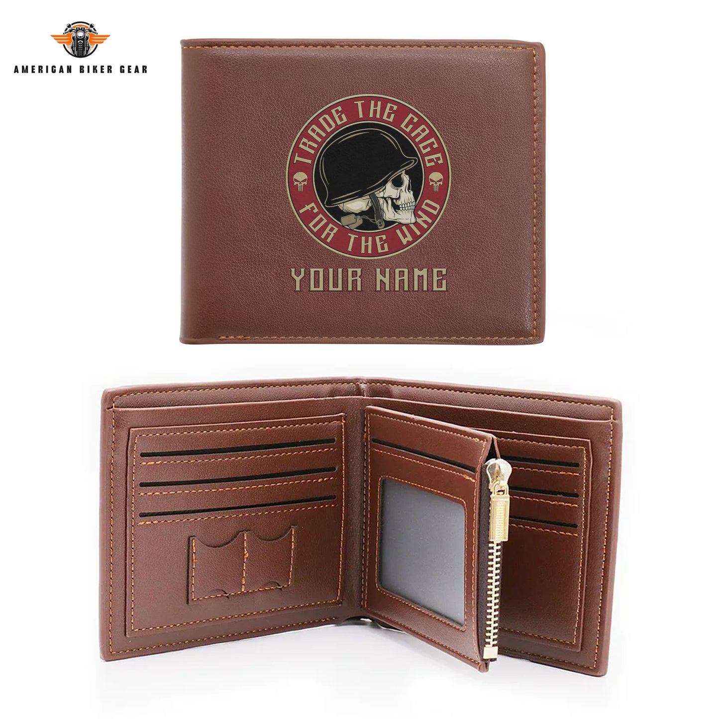 Biker Personalized Men’s Leather Bifold Wallet TN01