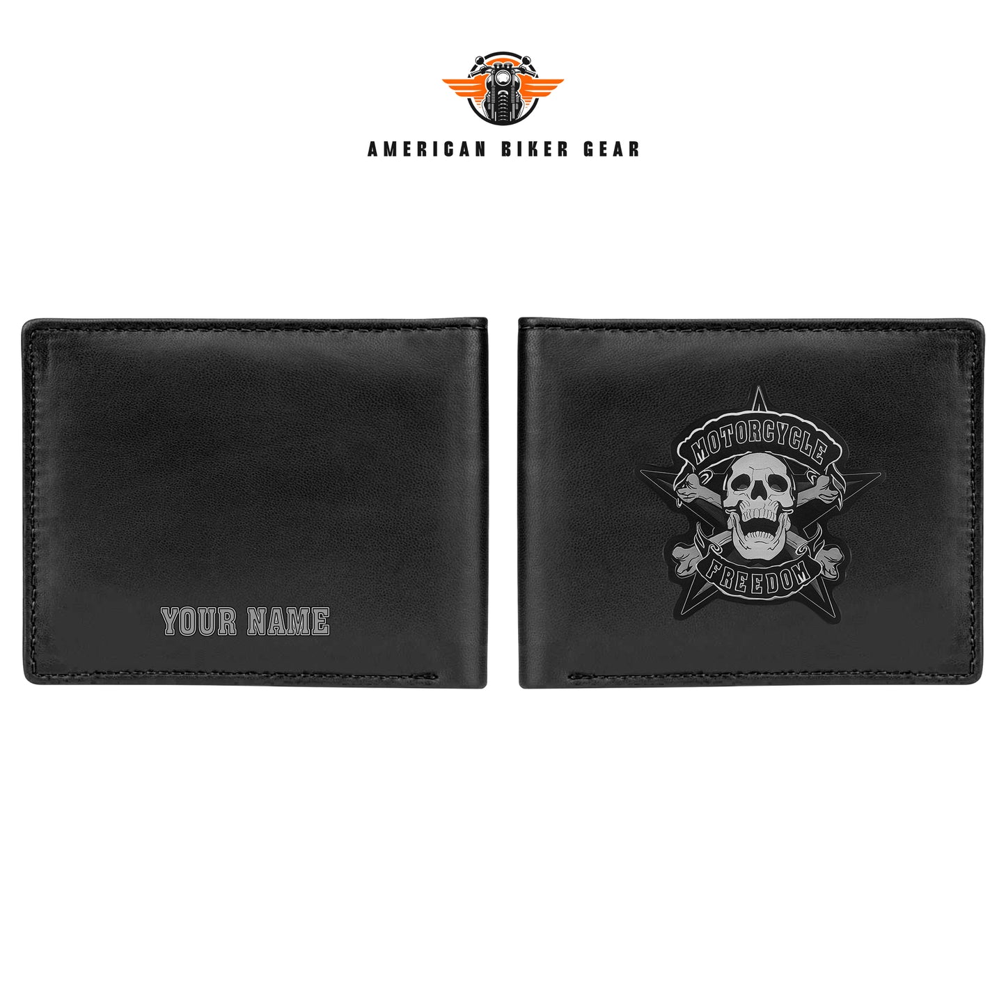 Biker Personalized Men’s Leather Bifold Wallet TN02