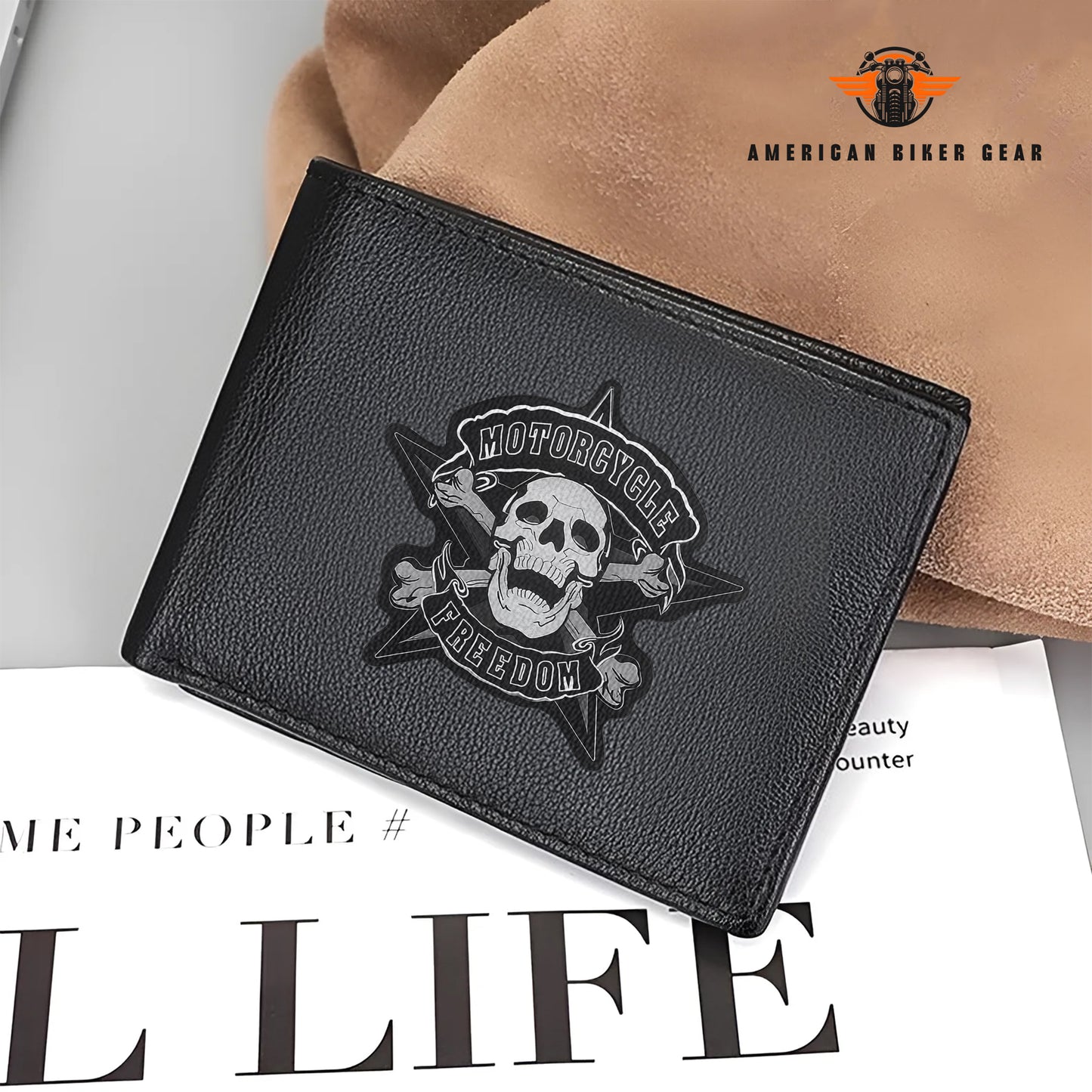 Biker Personalized Men’s Leather Bifold Wallet TN02