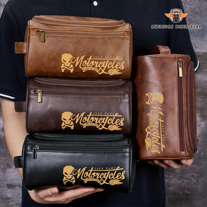 Biker Personalized Leather Toiletry Bag TN03