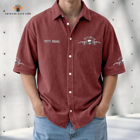 Biker Personalized Retro Corduroy Button Shirt TN05