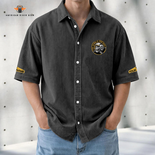 Biker Personalized Retro Corduroy Button Shirt TN07