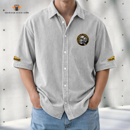 Biker Personalized Retro Corduroy Button Shirt TN07
