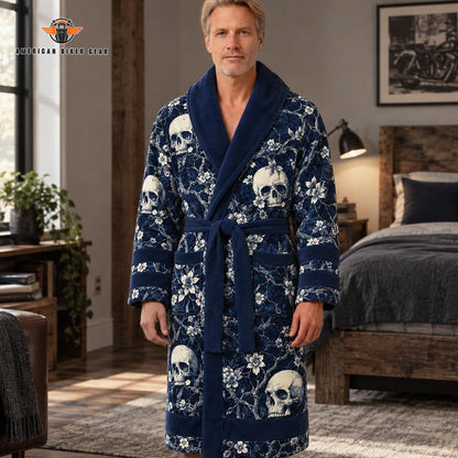 Skull & Floral Pattern Bathrobes TN15