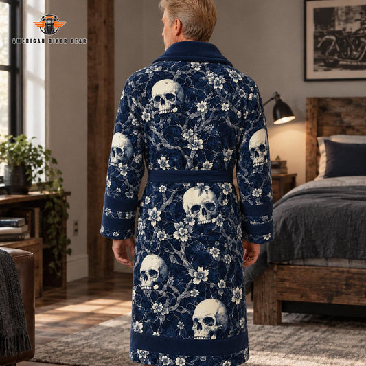 Skull & Floral Pattern Bathrobes TN15