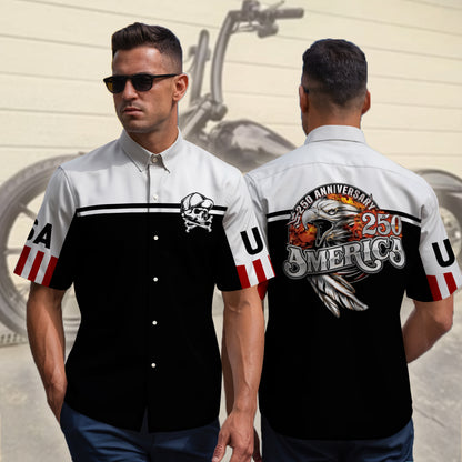 Biker USA 250th Anniversary Personalized Button Shirt GT09