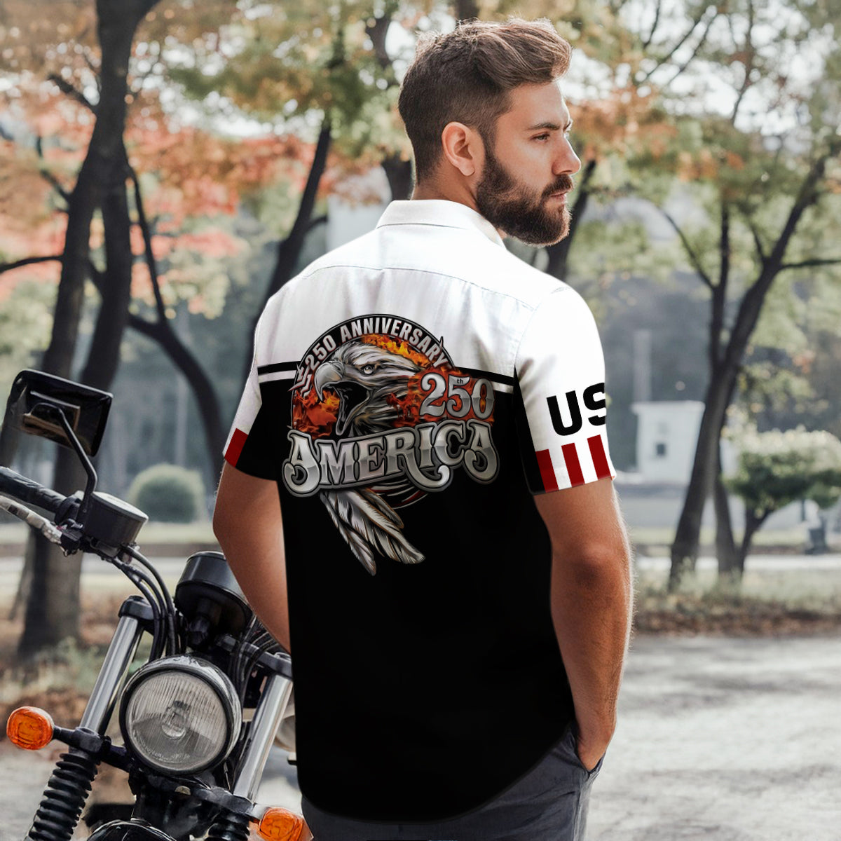 Biker USA 250th Anniversary Personalized Button Shirt GT09
