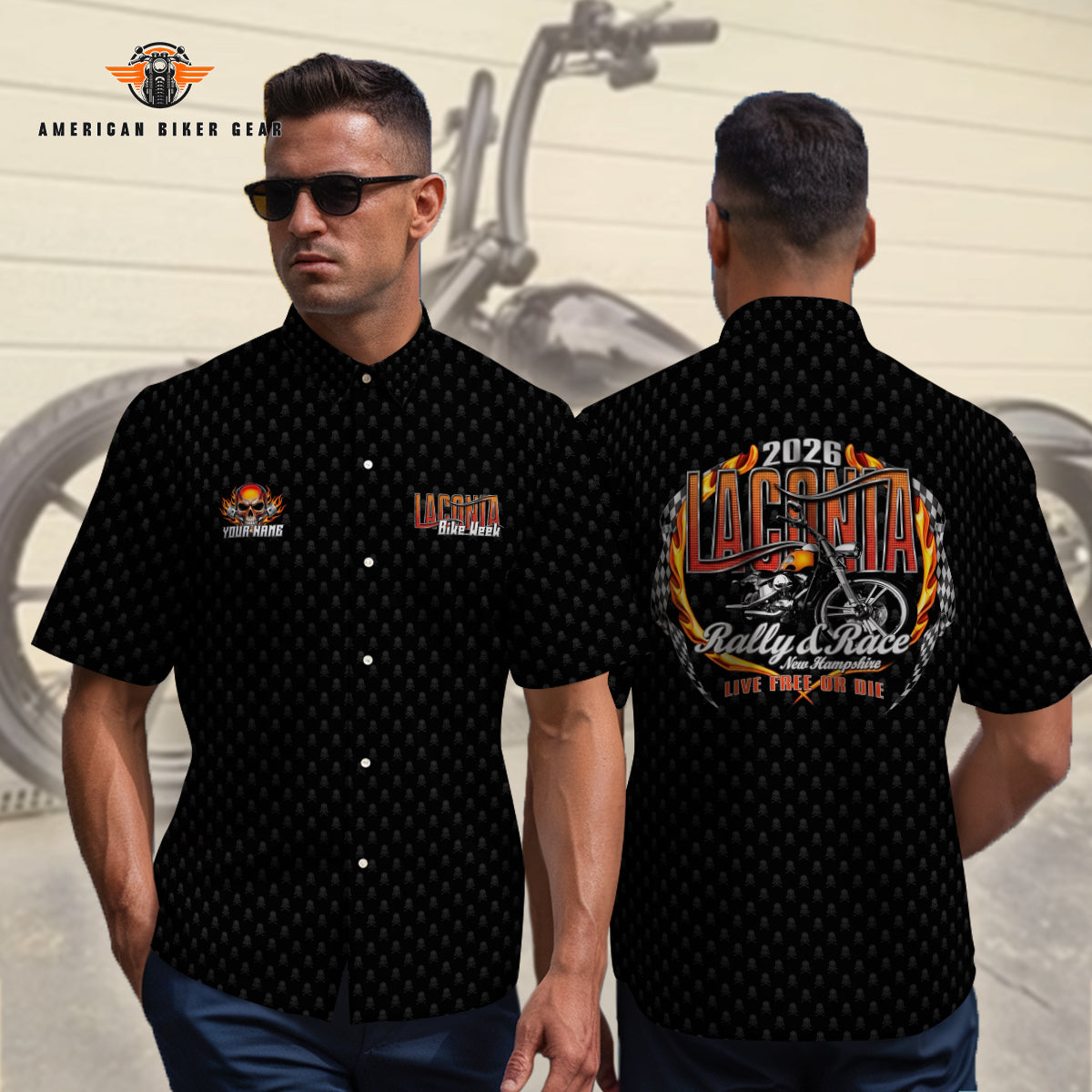 Laconia Biker Personalized Button Shirt TN18