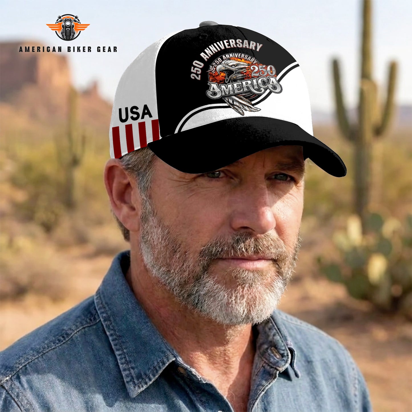 Biker USA 250th Anniversary Personalized Classic Cap TN05