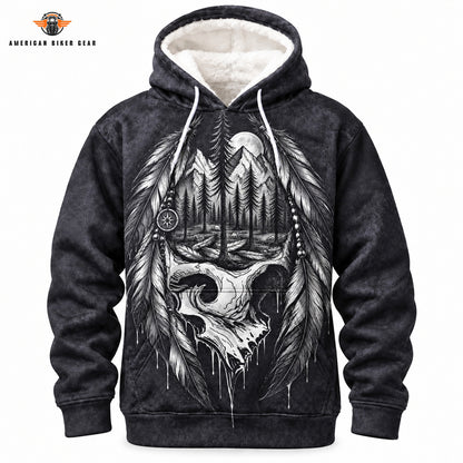 Native Eagle Feather Skull Heavy Blend Hooded Sweatshirt TN05