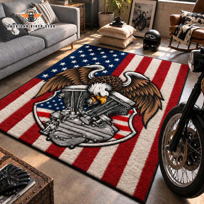 Vintage American Eagle Biker Faux Cashmere Area Rug TN05