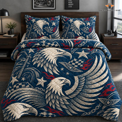 Freedom Eagle Biker Quilted Bedding Set TN05