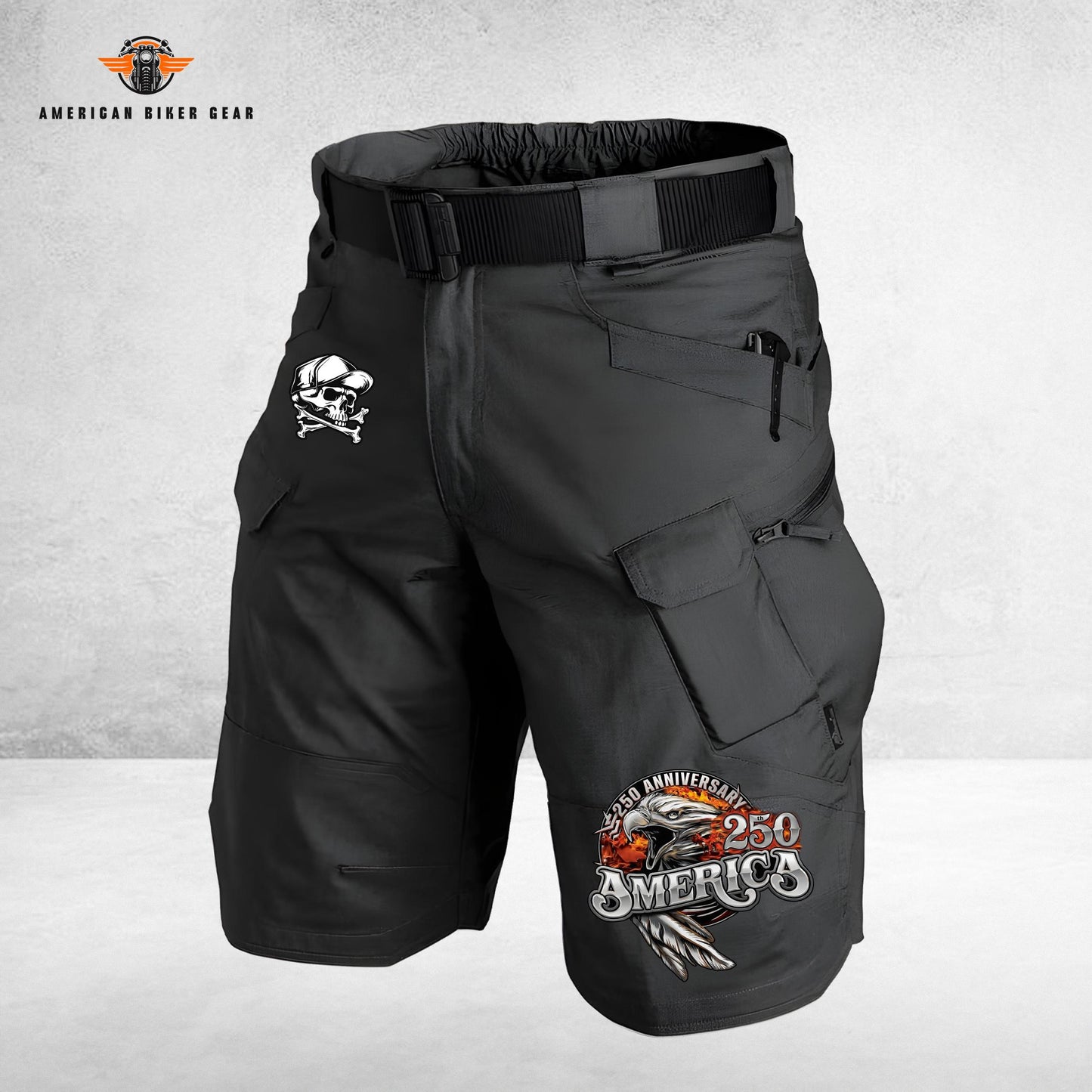 Biker USA 250th Anniversary Personalized Front Pockets Tactical Shorts (Belt Not Included) TN07