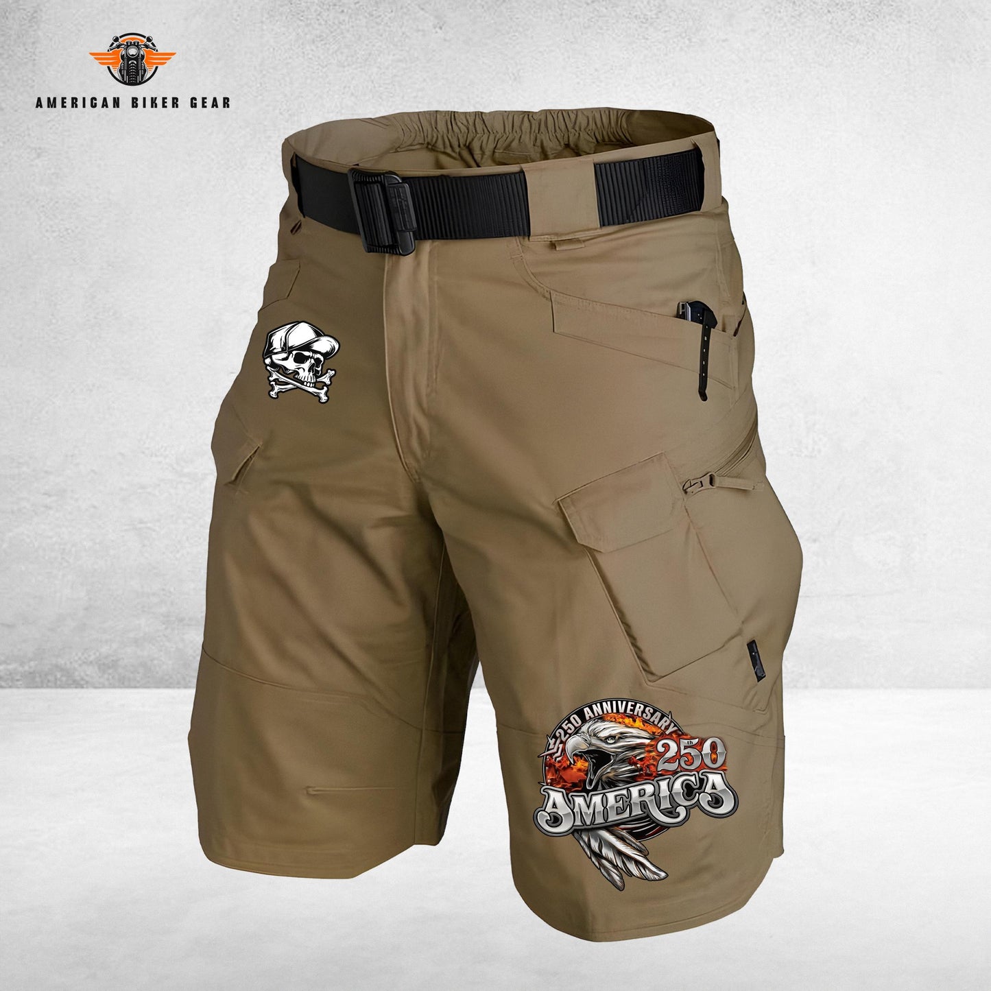 Biker USA 250th Anniversary Personalized Front Pockets Tactical Shorts (Belt Not Included) TN07