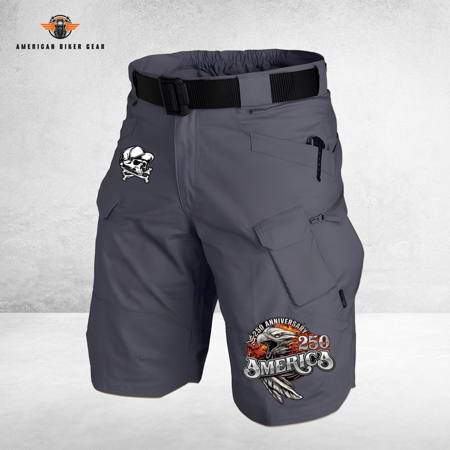 Biker USA 250th Anniversary Personalized Front Pockets Tactical Shorts (Belt Not Included) TN07