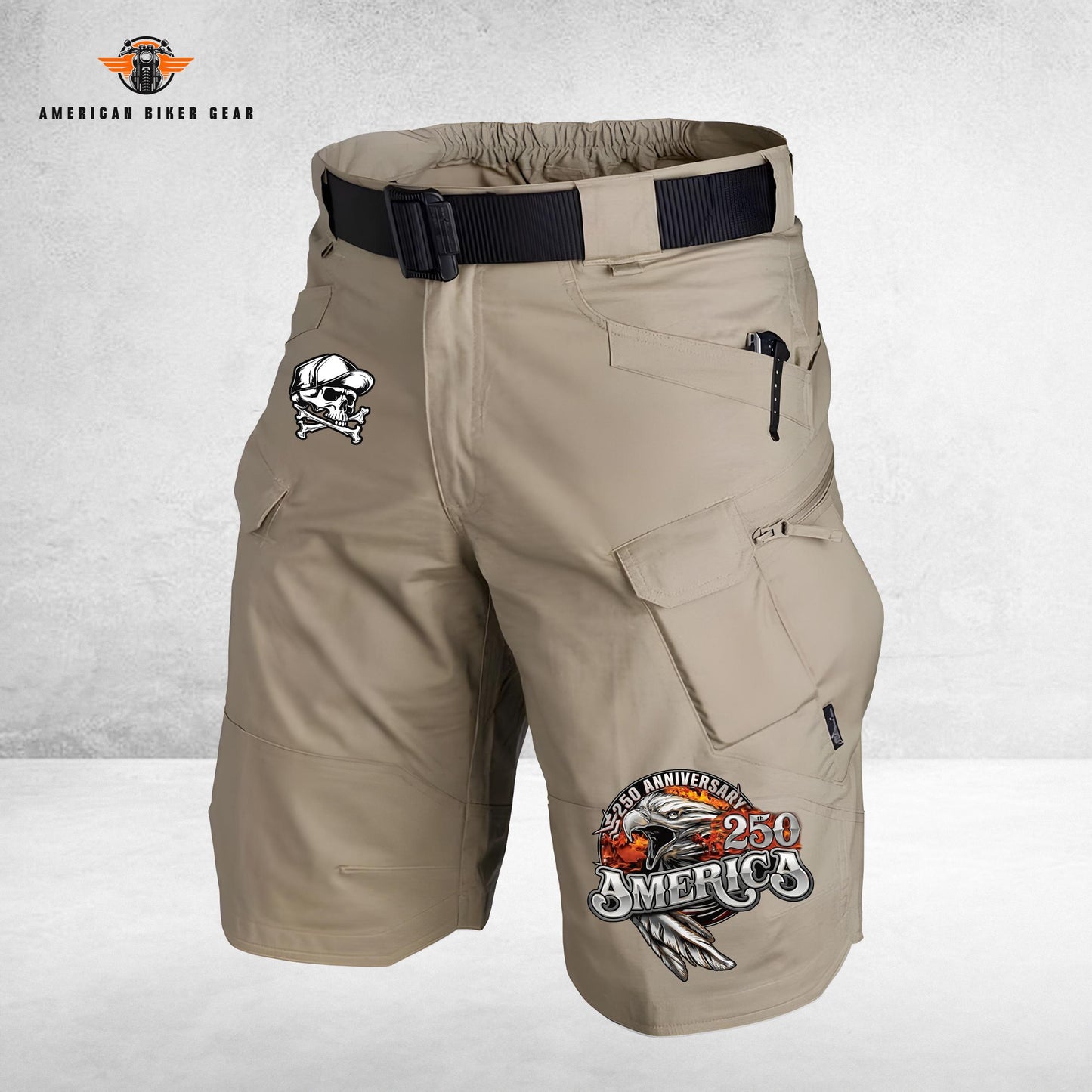 Biker USA 250th Anniversary Personalized Front Pockets Tactical Shorts (Belt Not Included) TN07
