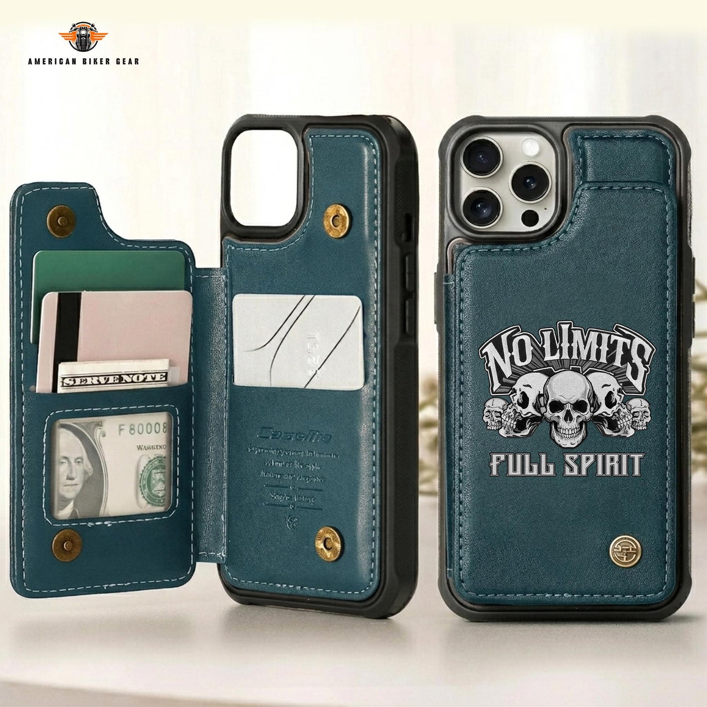 Biker Personalized Leather Wallet Phone Case TN09