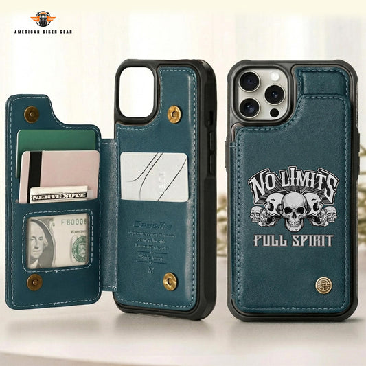 Biker Personalized Leather Wallet Phone Case TN09