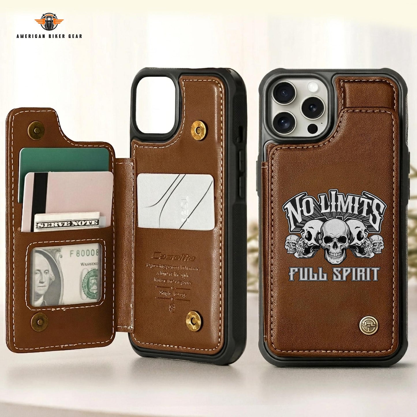 Biker Personalized Leather Wallet Phone Case TN09