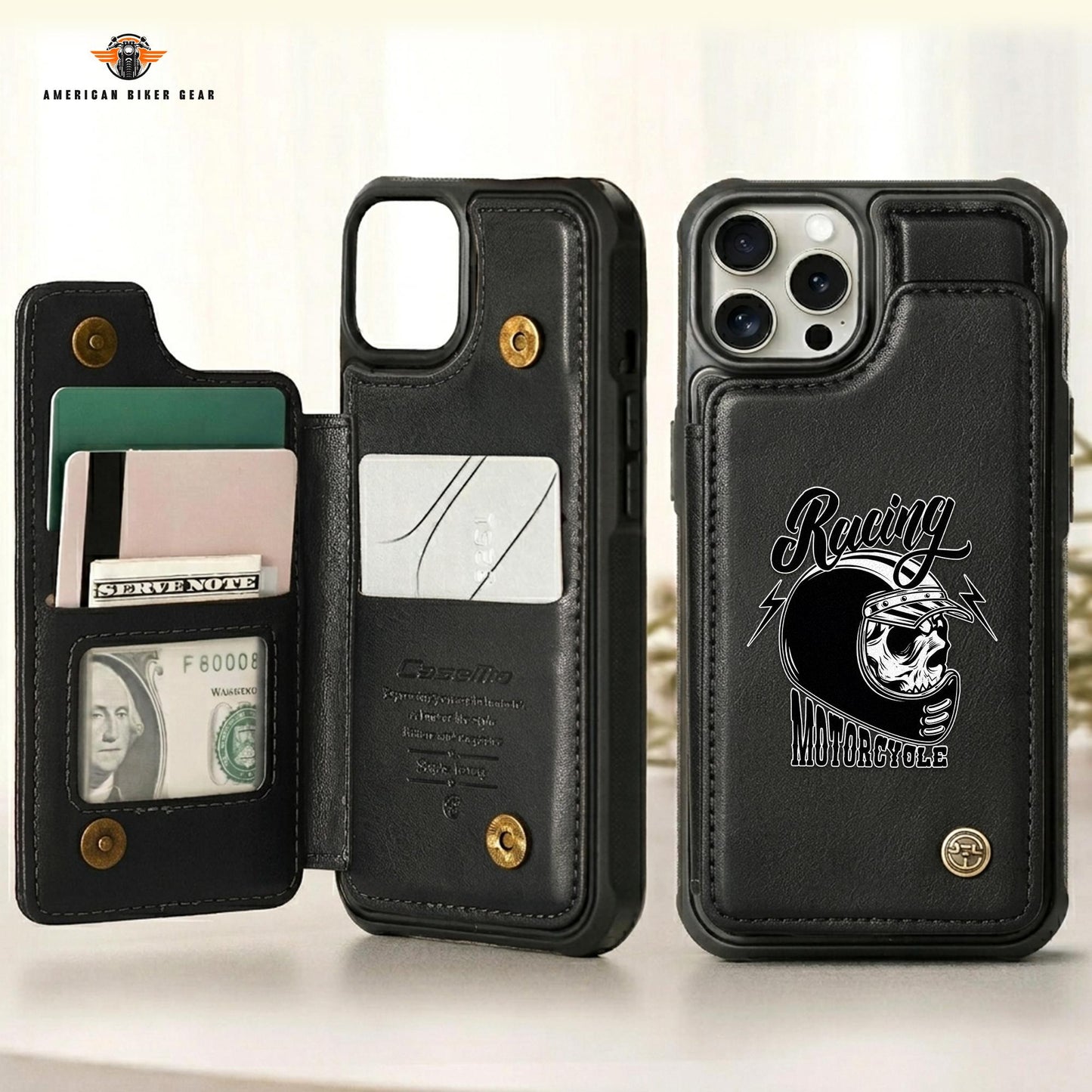 Biker Personalized Leather Wallet Phone Case TN10