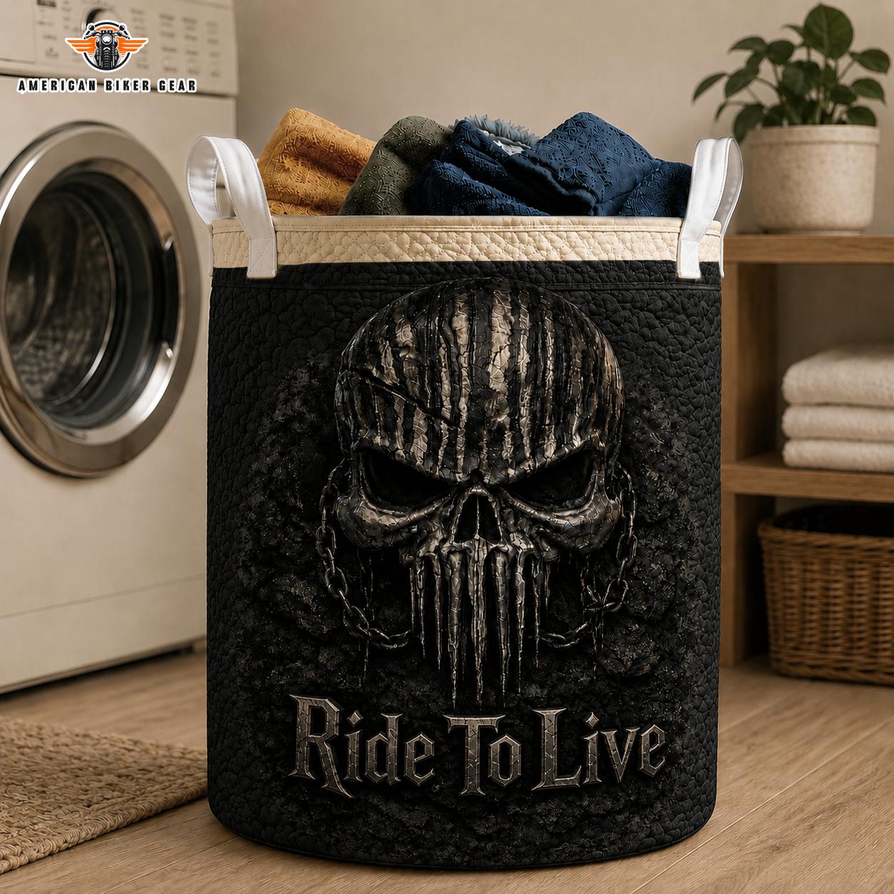 Ride To Live Quilted Laundry Basket TN05