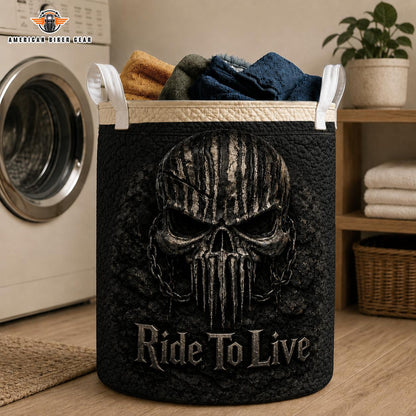 Ride To Live Quilted Laundry Basket TN05