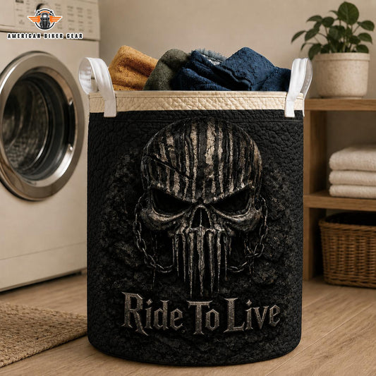 Ride To Live Quilted Laundry Basket TN05