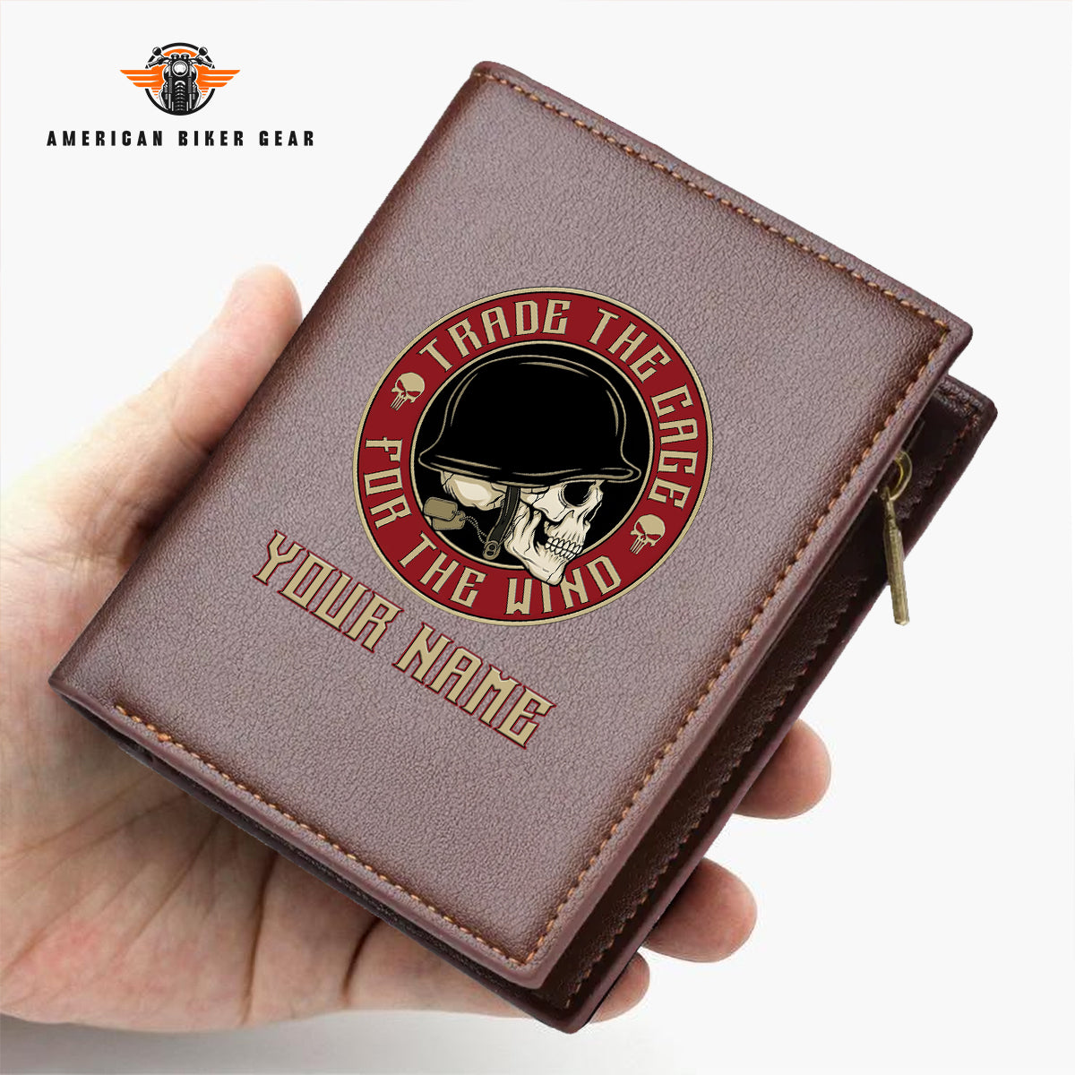 Biker Personalized Men’s Slim Vertical Leather Wallet TN01